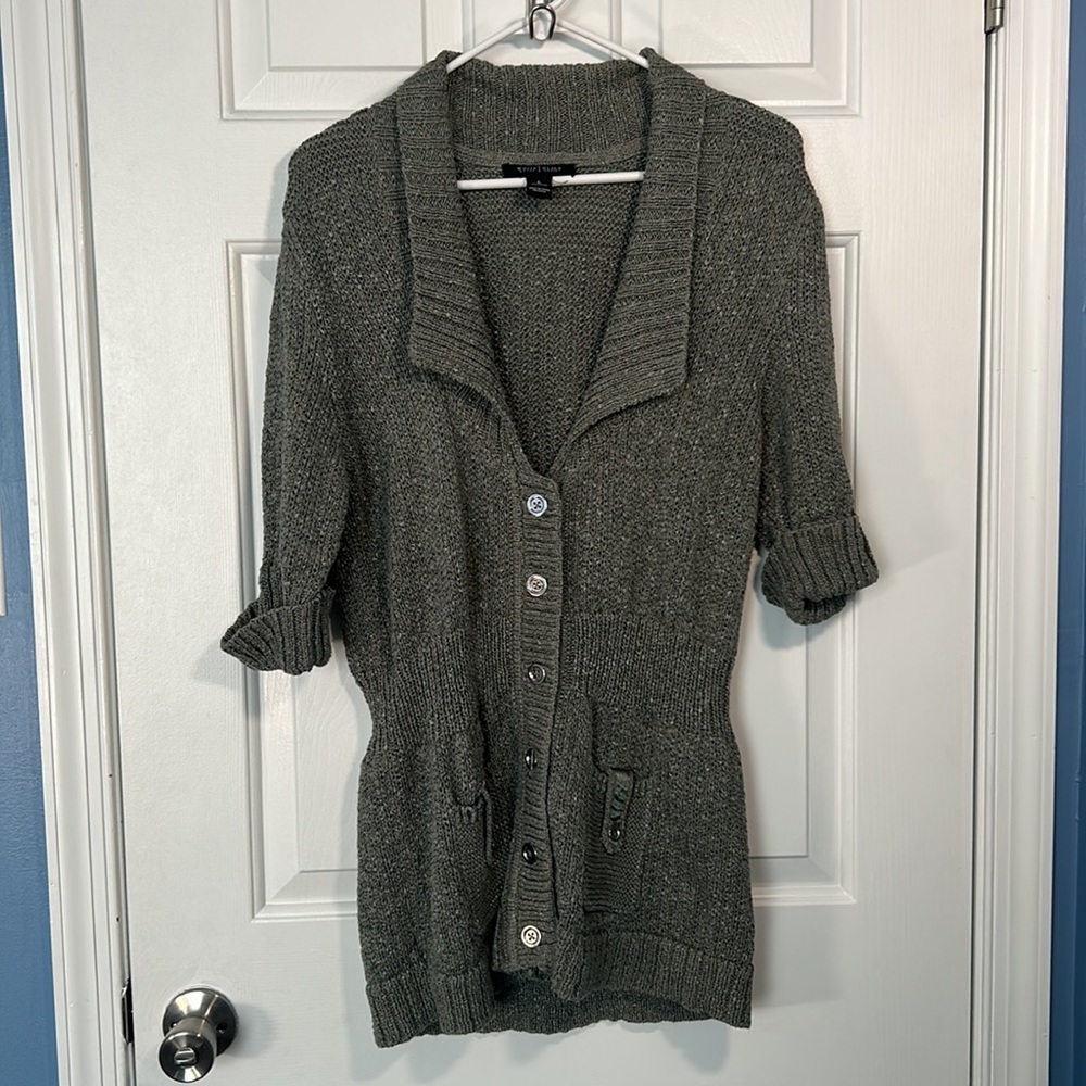 White House Black Market Short Sleeve Cardigan Sweater Size L